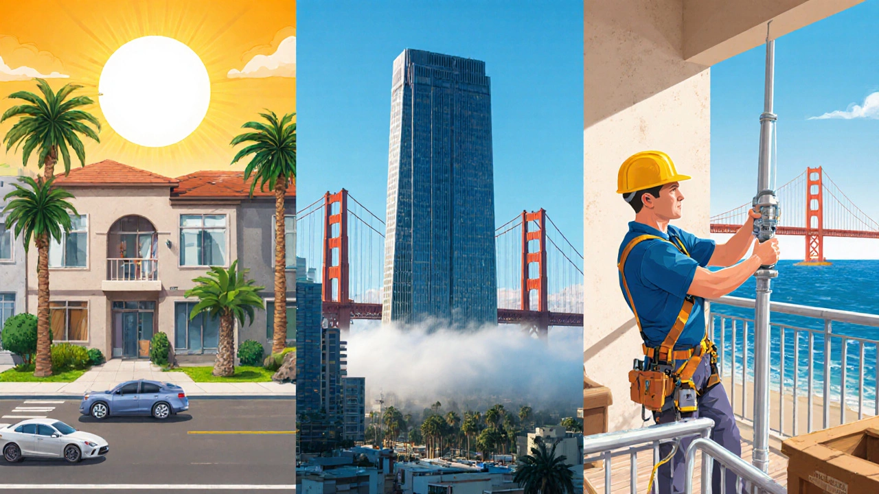 Three scenes showing plumbers working in Los Angeles, San Francisco, and San Diego.